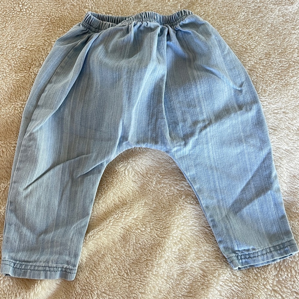 EUC Rylee + Cru baggy denim harem pants. 6-12 months.